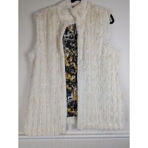 Sno Skins Women's Faux Fur Vest Jacket Fringe Tassels Size Large Ivory